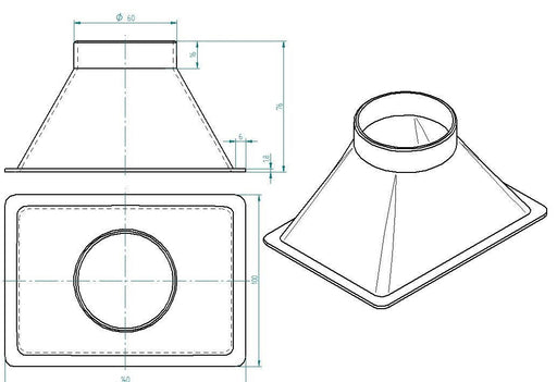 140x100mm Trichter Lufteinlass Belüftung Motorsport Universal verschiedene Durchmesser Schlauchanschluss - MD-TrackPerformance